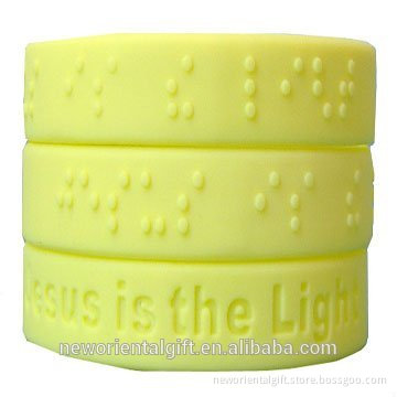 Embossed braille silicon rubber wristbands